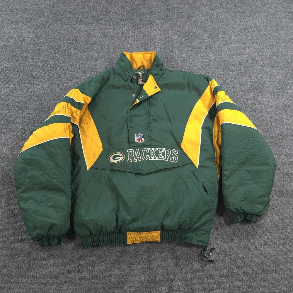 Vintage Green Bay Packers Jacket Mens L Green NFL Football Starter Pullover 90s